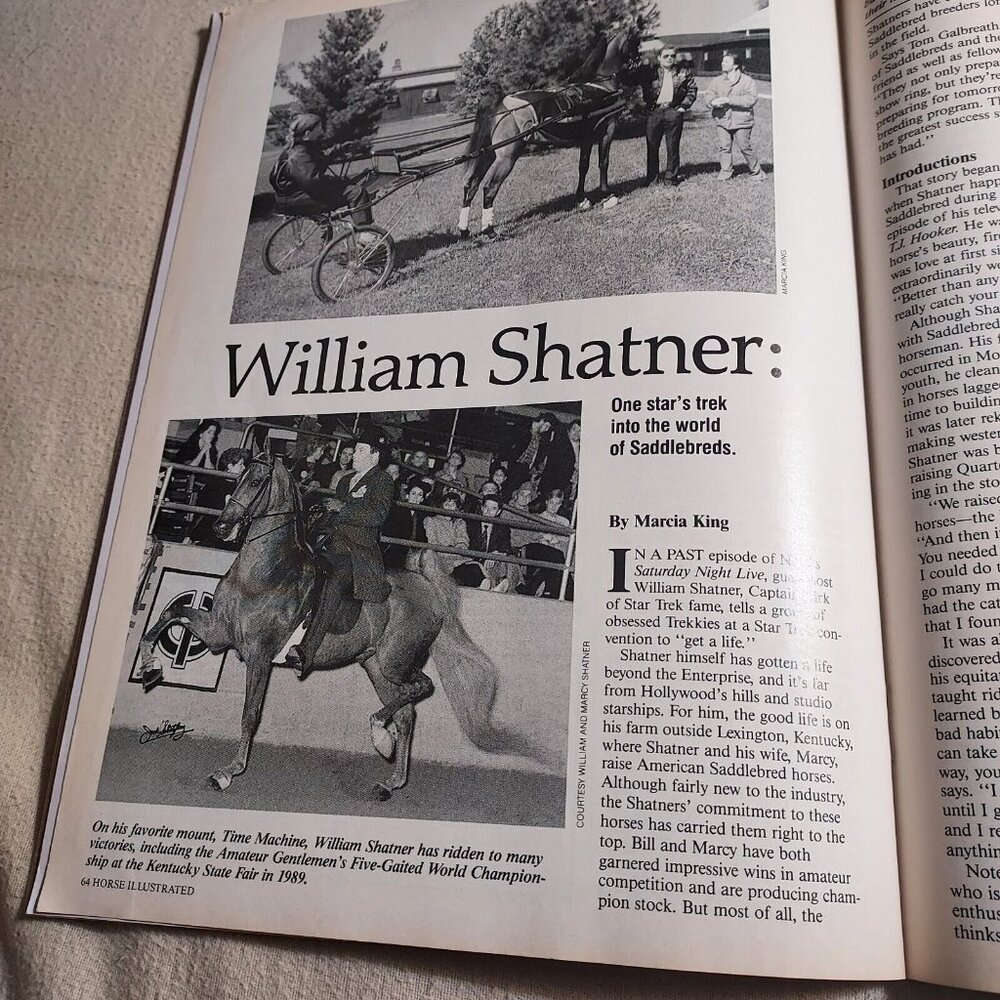Horse Illustrated Mag. June 1990 William Shatner Saddlebred issue. Captain Kirk - Picture 3 of 7